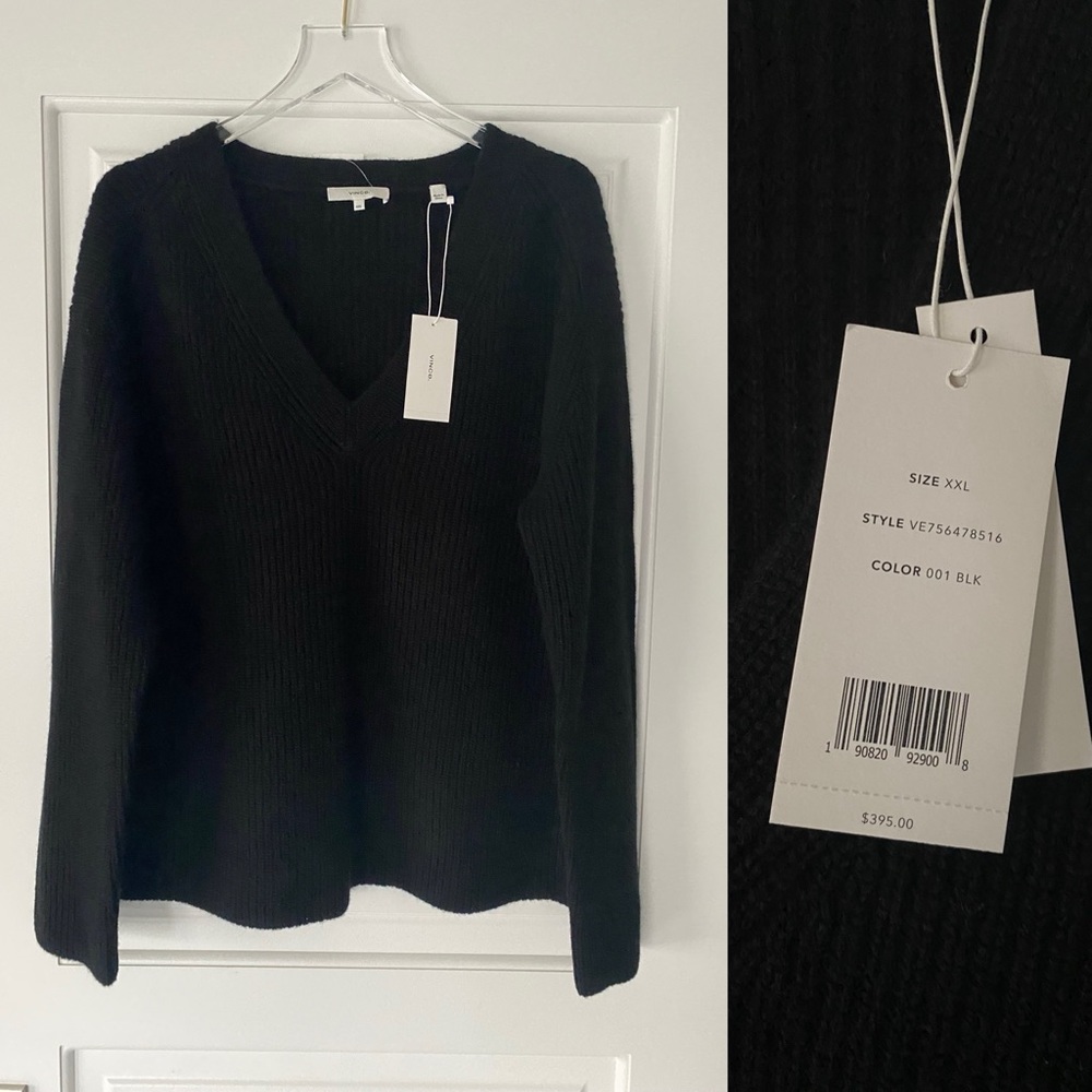 Brand new VINCE Ribbed Wool and Cashmere-Blend V-Neck Sweater.